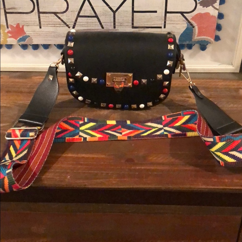 Mini crossbody multi color guitar strap purse